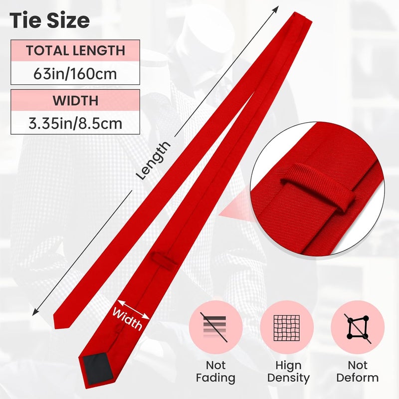 Junmaxroad Store 63'' XL Black Ties For Men Solid Color Extra Long Neckties 3.35" (8.5CM) Men's Big and Tall Ties with Gift Box - Image 4